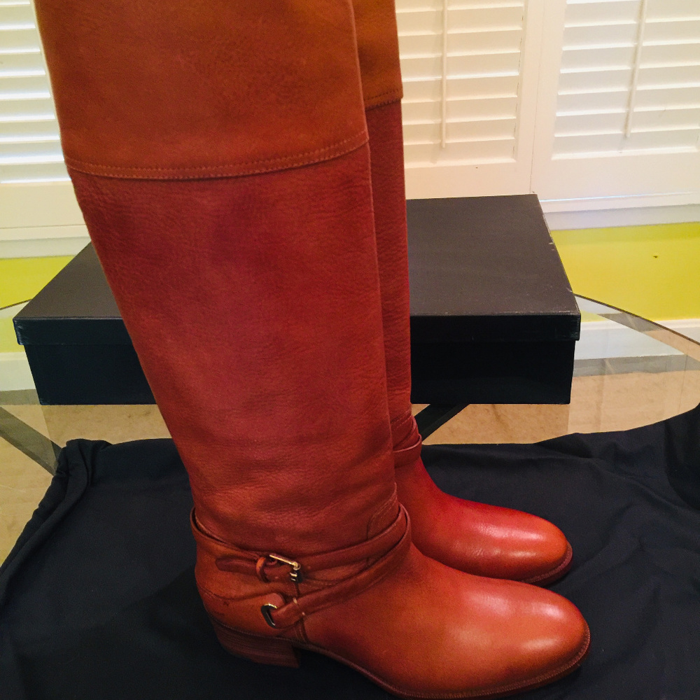 Ralph Lauren Saddle Tumbled Vachetta Riding Boots